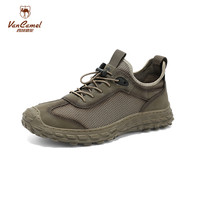 西域骆驼布鞋男款夏季网面透气免系带运动鞋男士户外休闲工装鞋子