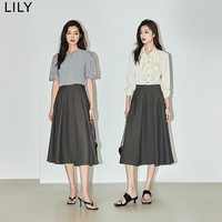 丽丽 LILY夏女装复古赫本风都市通勤款优雅显瘦高腰A字半身裙 501灰色 XL