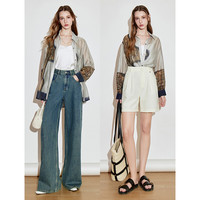 初语复古港味衬衫上衣女2025春季宽松古典印花小众高级感衬衣 团花纹 L