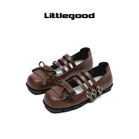 【25SS】littlegood复古蝴蝶结玛丽珍鞋女2025浅口芭蕾舞鞋 咖啡色 39