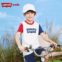 Levi's李维斯童装男童纯棉短袖T恤夏季儿童舒适短t上衣潮 豆腐白 120 /60 【身高110-116cm】
