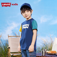 Levi's李维斯童装男童纯棉短袖T恤夏季儿童舒适短t上衣潮 深靛蓝 160 /80 【身高158-170cm】