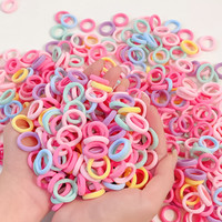 娃们 儿童耐用糖果色毛巾圈婴儿高弹拇指发圈女宝宝皮筋头绳不伤发头饰