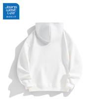 JEANSWEST LIFE真维斯休闲卫衣男港风潮流简约连帽外套宽松百搭纯色打底衫 白色-MYW24-6997 3XL