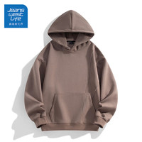 JEANSWEST LIFE真维斯休闲卫衣男港风潮流简约连帽外套宽松百搭纯色打底衫 黑色-MYW23-5523 S