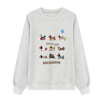 Basic House/百家好腊肠狗刺绣卫衣秋宽松圆领落肩袖套头上衣2025   90-140斤