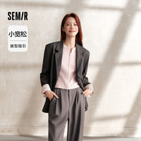 森马 Semir外套女中长款盘扣国潮高街宽松春秋拼接休闲西服107624111001