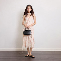 自巧【悦己裙】小个子碎花吊带连衣裙女2025海滩度假雪纺裙子 粉晕染花吊带版 M （4码）