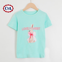 C&A儿童短袖t恤夏装2024夏季撞色 粉色21 140