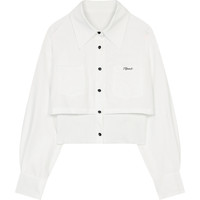 妖精的口袋假两件拼接白色衬衫2025年早春设计感百搭上衣 M