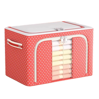 百易特牛津布收纳箱衣服收纳箱棉被箱玩具储物箱百纳盒折叠整理箱 红点点（个装）