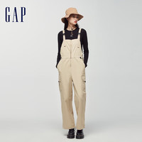 GAP女装2024春秋新款时尚百搭宽松背带裤美式休闲工装长裤477872
