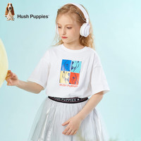暇步士（Hush Puppies）童装儿童男女童夏季青春活力缤纷彩虹色系儿童短袖 本白 G 110
