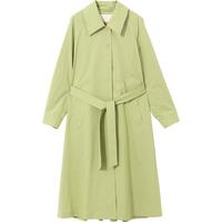 【播奥莱】播秋冬修身气质长款百搭衬衫翻领修身风衣女