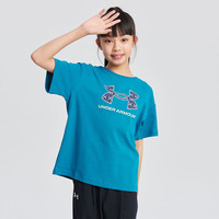 安德玛（Under Armour）女童夏季圆领短袖T恤百搭圆领透气潮T恤241201040 绿色 140cm 