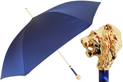 Pasotti 葩莎帝 金色獅子頭藍色布面雨傘