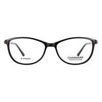 CHARMANT 夏蒙 _CH10489 BK_高端商务系列_板材镜框+纯钛镜腿_女士黑色全框 眼镜架