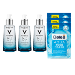 VICHY 薇姿 活泉水玻尿酸 89号精华露 50ml *3瓶 +Balea 芭乐雅 Aqua海洋水动力补水滋养面膜 3片