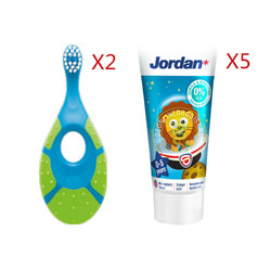 Jordan 防蛀牙树莓牙膏 5支+超柔软刷毛牙刷 2支