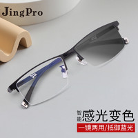 PLUS会员：JingPro 镜邦 1.60防蓝光变色镜片+919超轻合金商务镜架多款(适合0-600度)
