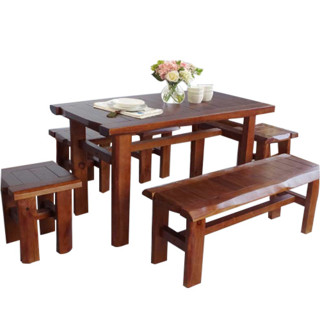 木巴 (CZ135+2DZ014+DZ015) 原生态实木餐桌椅组合