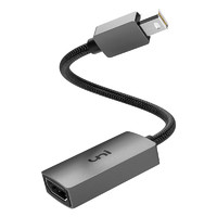PLUS会员：uni 三菱铅笔 友壹 MiniDP转HDMI 接口转换器 灰色 1080P