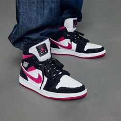 airjordan1midaj1黑紫葡萄黑紫脚趾中帮篮球鞋bq6472005