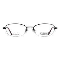 CHARMANT 夏蒙 _CH10488 BK_高端商务系列_β钛_女士黑色半框 眼镜架