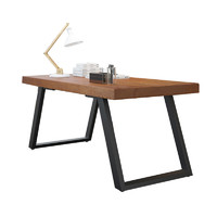 电脑桌子简约现代美式写字桌铁艺欧式书桌实木简易电脑台式桌家用