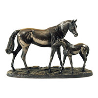 Genesis 创世纪铜雕 - 站立的母马和马驹