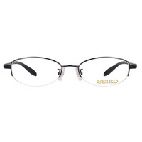 SEIKO 精工 _H02071 112_纯钛_女士亮黑色商务半框眼镜架