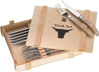 WMF 福腾宝 牛排餐具套装，适合6人的12件餐具：钢制刀片| Cromargan不锈钢抛光，涂油的橡胶木