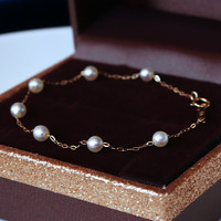 Pearlyuumi 日本akoya海水珍珠 4-4.5mm 珍珠手链 K18黄金 K14白金 珍珠礼品