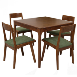 TIMI 天米 北美白橡木餐桌椅组合(浅胡桃色 800方桌+4把椅子)