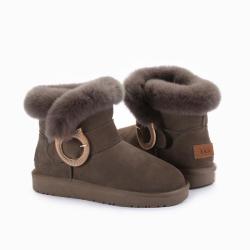 OZWEAR UGG 兔毛领金属扣 雪地靴