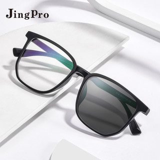 PLUS会员：JingPro 镜邦 1.56折射率 极速感光变色镜片+1049黑色超轻钛架