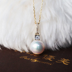 PearlYuumi 優美珍珠 K18 akoya珍珠钻石项链 8-8.5mm/D0.04ct 8pcs