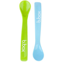 凑单品、银联专享：b.box 超柔软360°弯曲硅胶勺 2只装 蓝色+绿色
